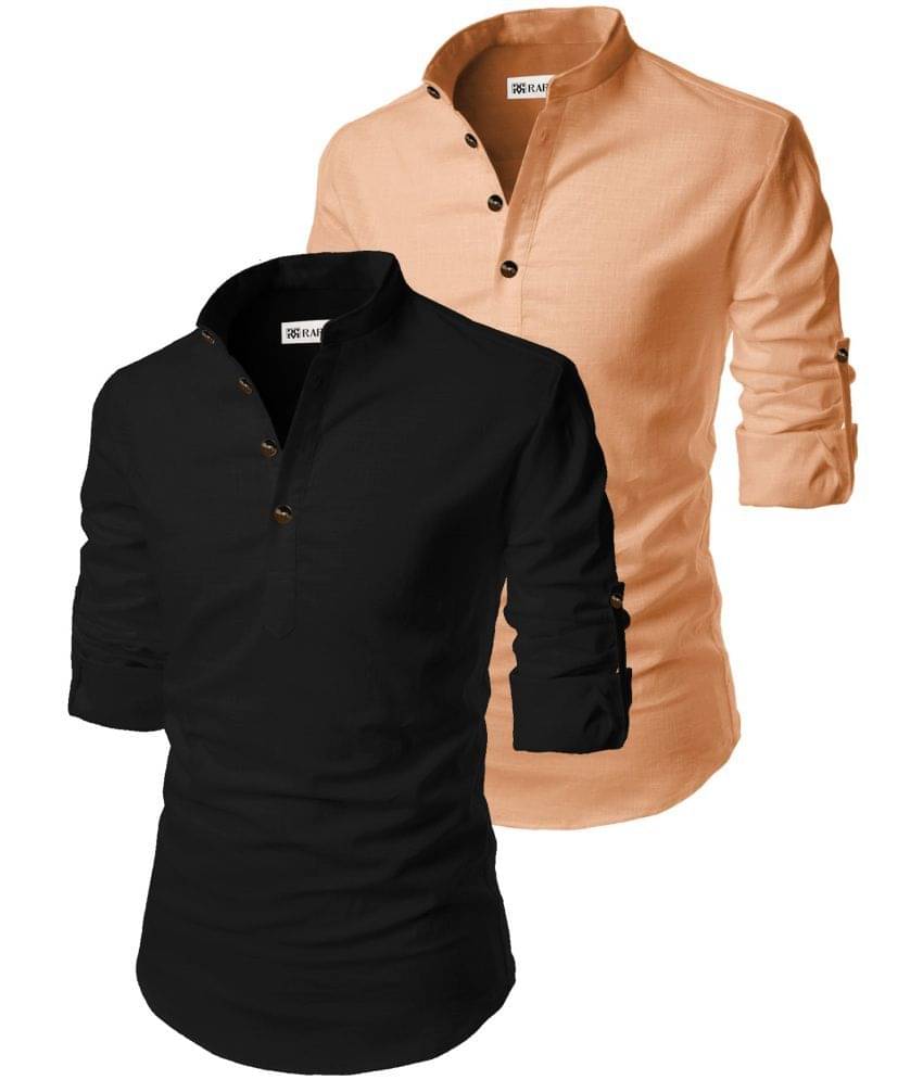     			RAREMARK Orange Cotton Men's Regular Kurta ( Pack of 2 )