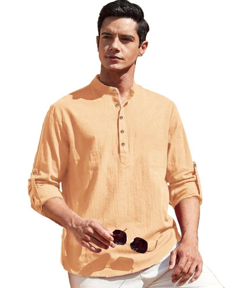     			RAREMARK Orange Cotton Men's Shirt Style Kurta ( Pack of 1 )