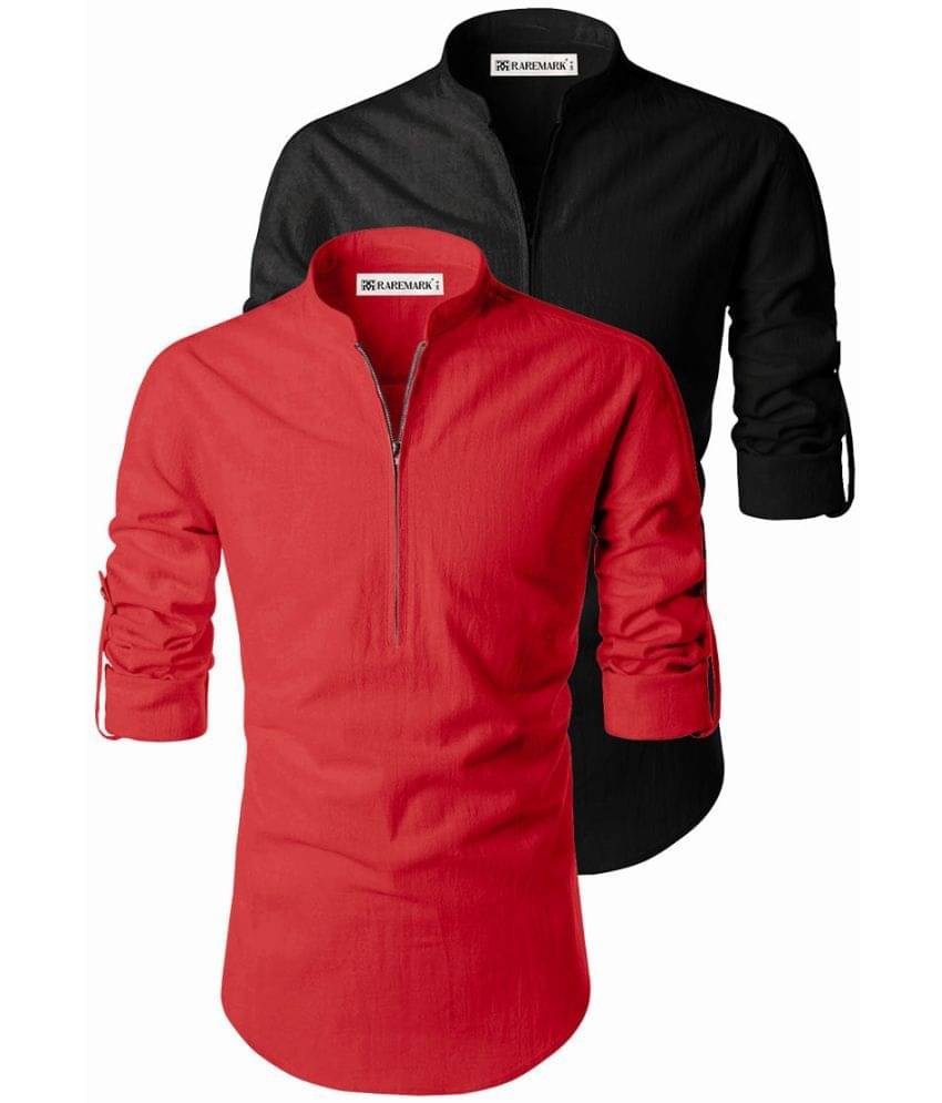 RAREMARK Red Cotton Men's Regular Kurta ( Pack of 2 ) RAREMARK Red Cotton Men's Regular Kurta ( Pack of 2 )
