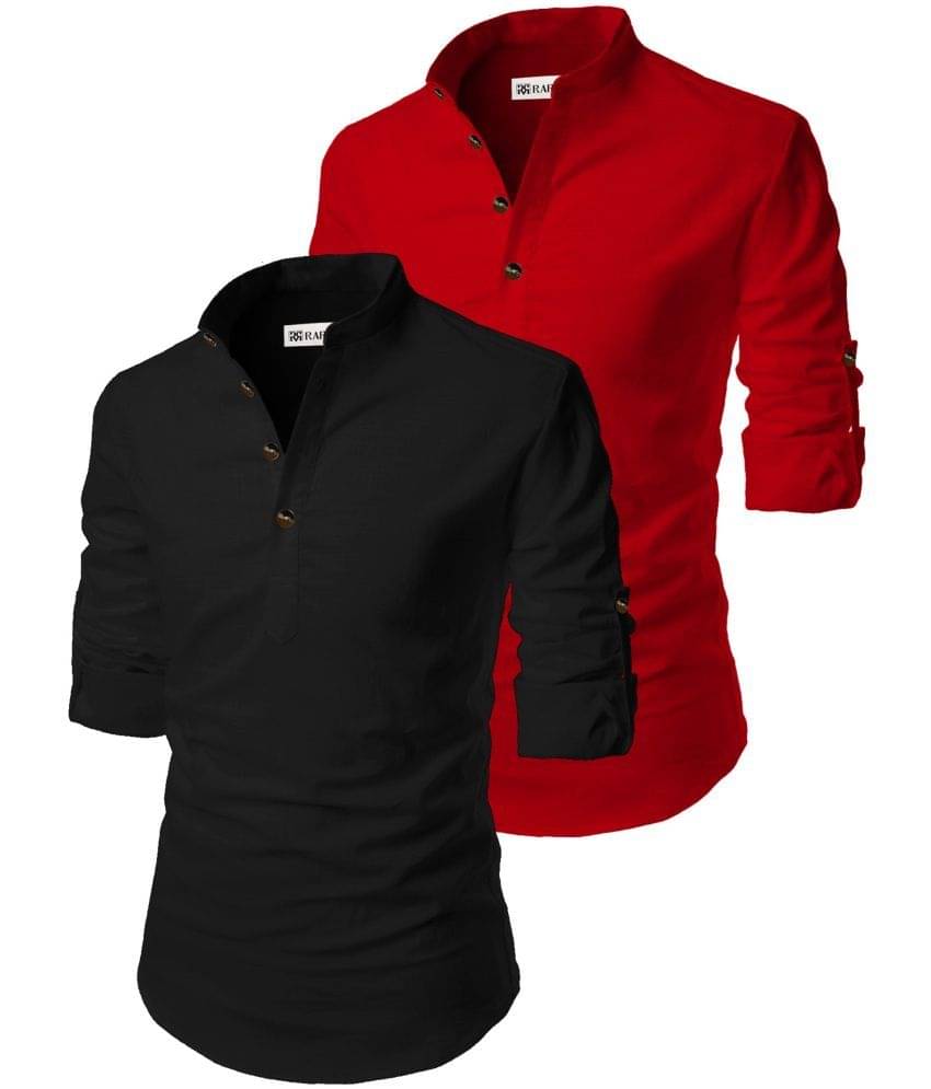RAREMARK Red Cotton Men's Regular Kurta ( Pack of 2 ) RAREMARK Red Cotton Men's Regular Kurta ( Pack of 2 )