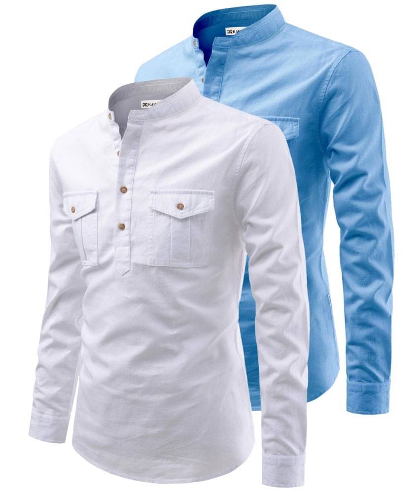RAREMARK Sky Blue Cotton Men's Regular Kurta ( Pack of 2 ) RAREMARK Sky Blue Cotton Men's Regular Kurta ( Pack of 2 )