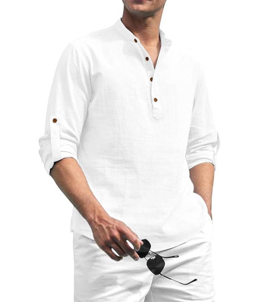 RAREMARK White Cotton Men's Shirt Style Kurta ( Pack of 1 ) RAREMARK White Cotton Men's Shirt Style Kurta ( Pack of 1 )