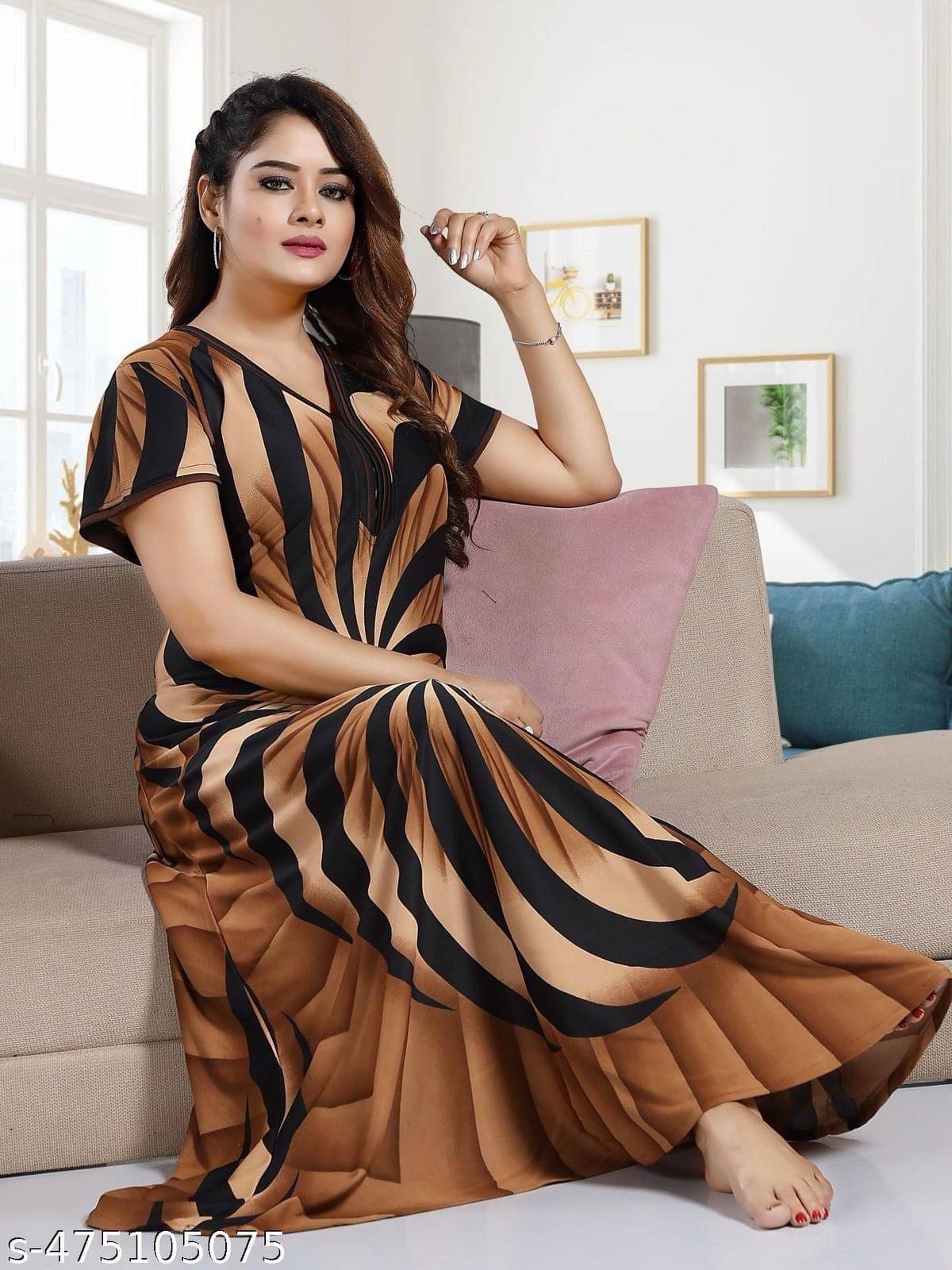     			SHREE MARUTINANDAN Rust Lycra Women's Nightwear Nighty & Night Gowns ( Pack of 1 )