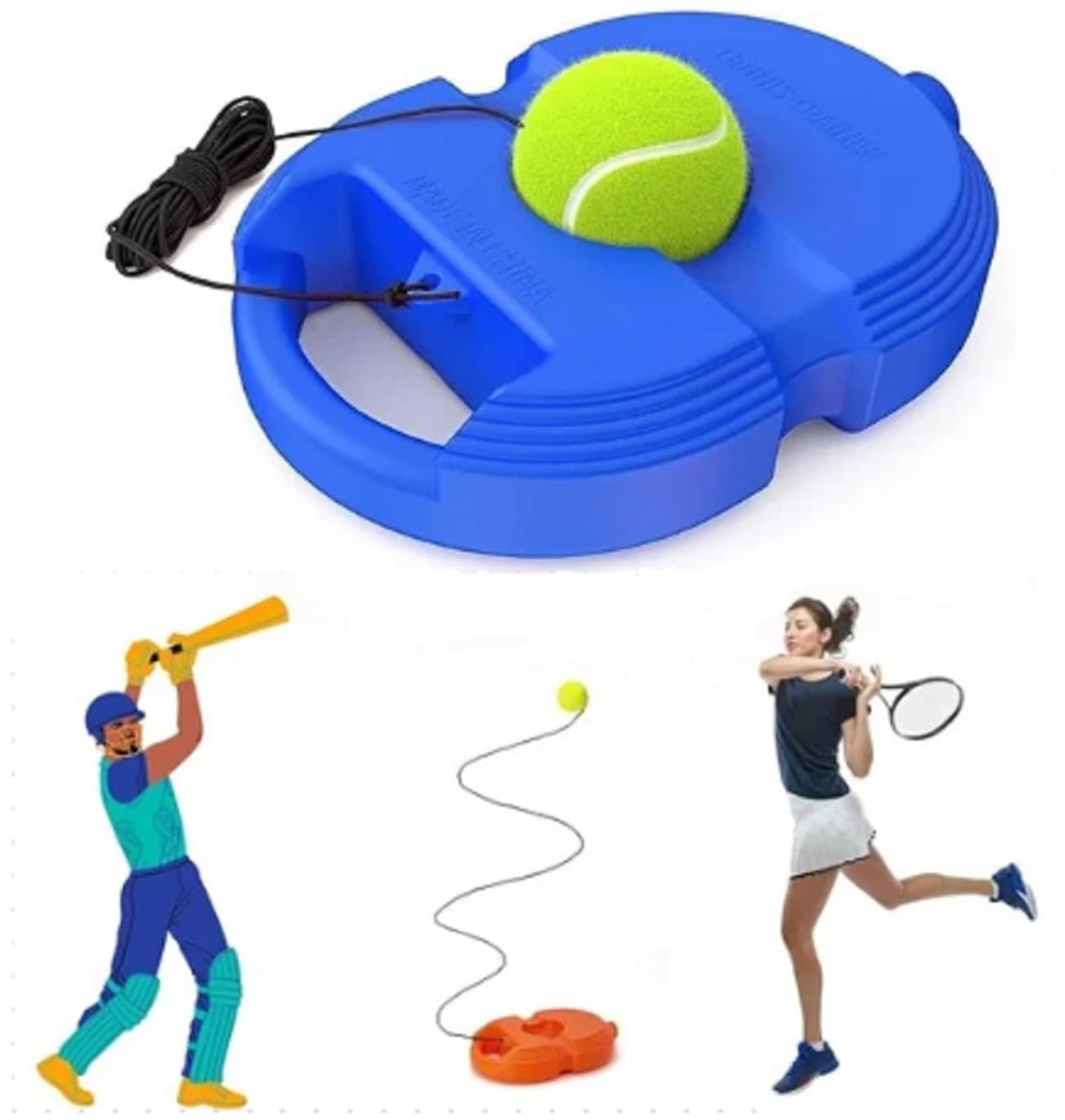    			Tennis Trainer Rebound Ball with String Tennis Trainer Set Self Tennis Practice Ball with String Cricket Trainer Rebound Ball with Rope Fill Sand or Water (Pack of 1)