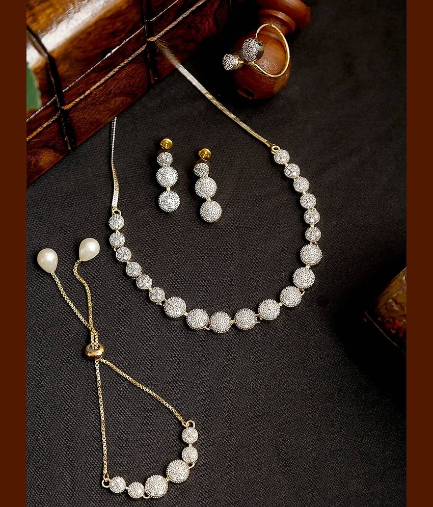 YOUBELLA Golden Alloy Necklace Set ( Pack of 1 )