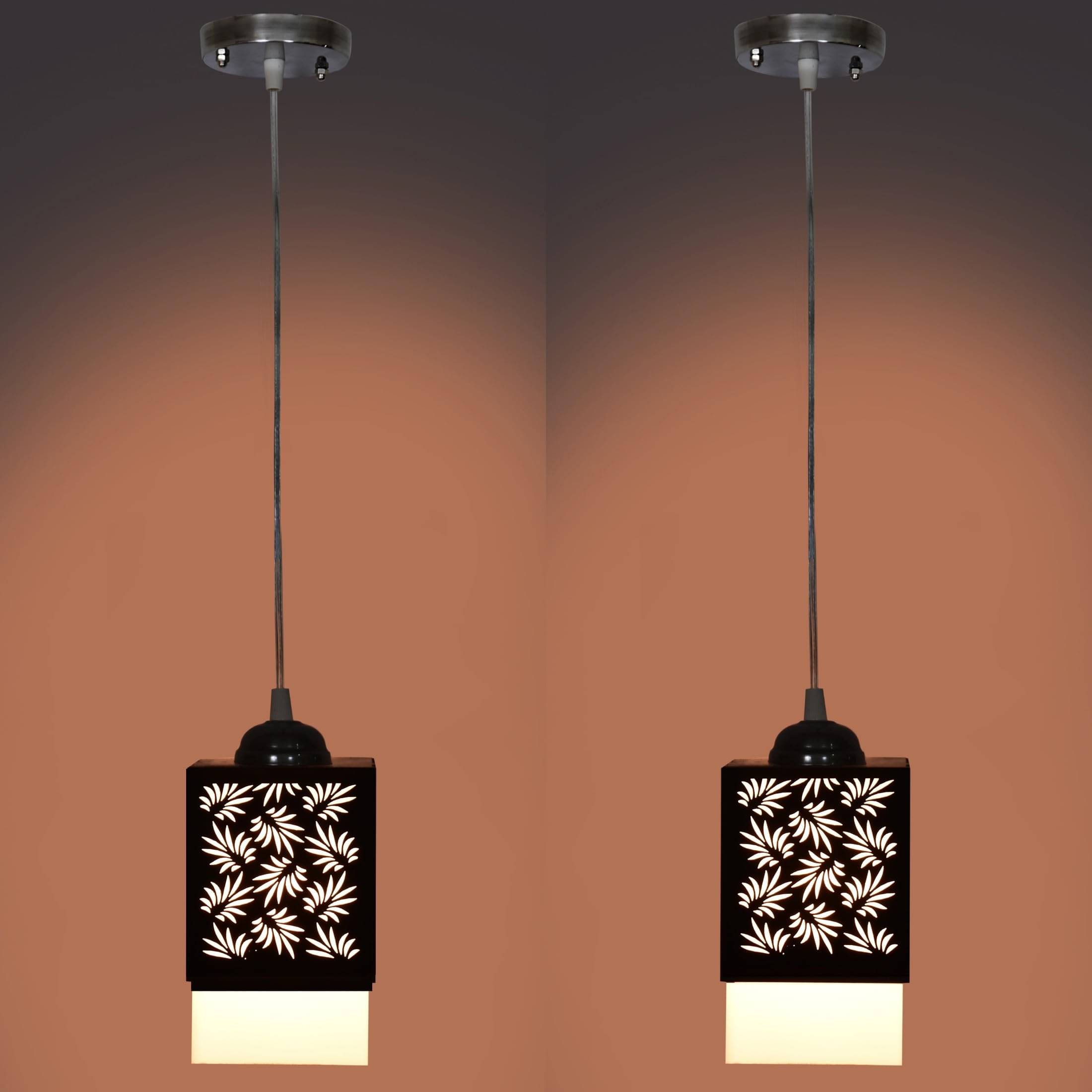     			AFAST Wood Black Hanging Lights - Pack of 2