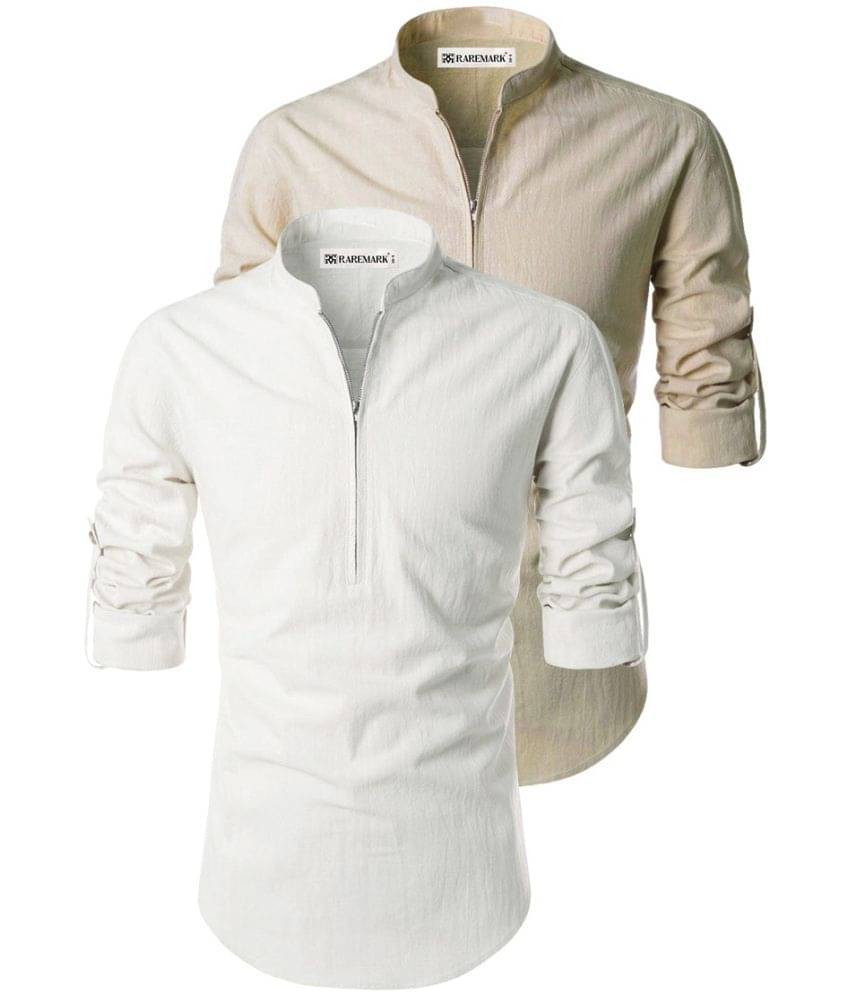 RAREMARK Beige Cotton Men's Regular Kurta ( Pack of 2 ) RAREMARK Beige Cotton Men's Regular Kurta ( Pack of 2 )
