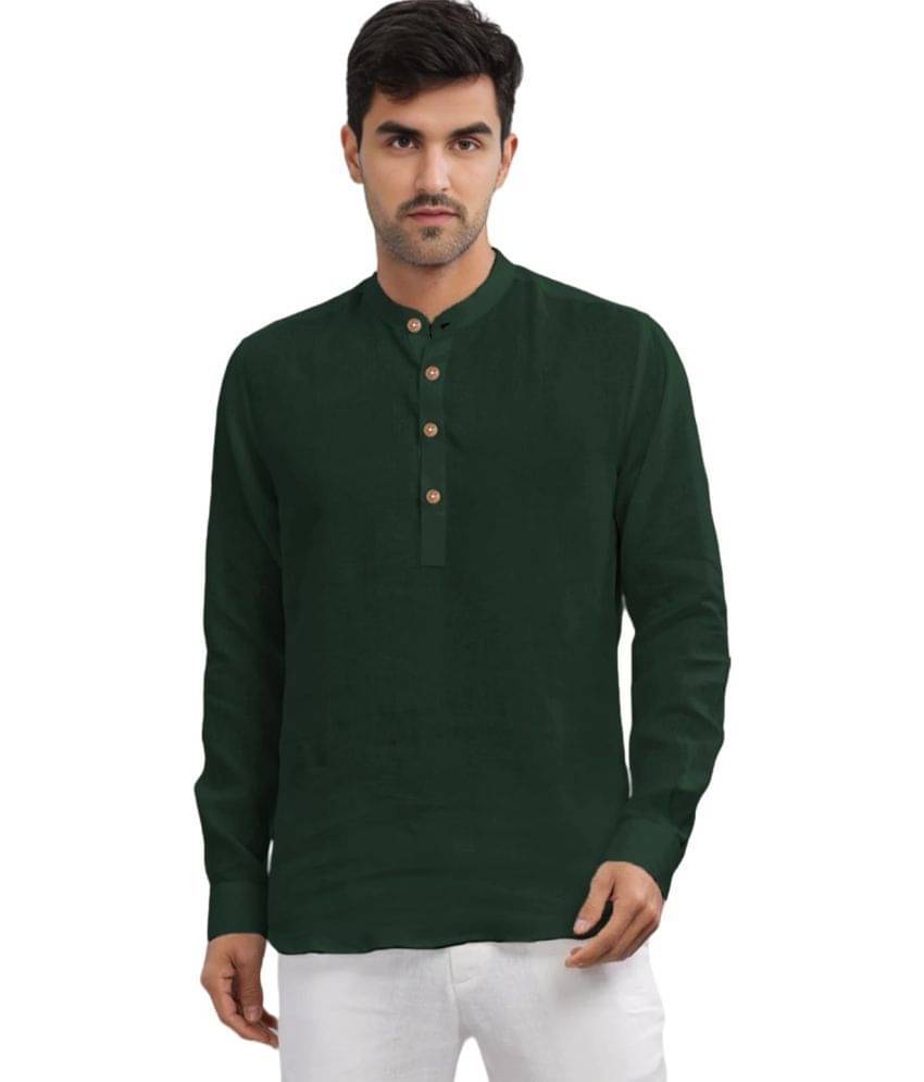 RAREMARK Green Cotton Men's Shirt Style Kurta ( Pack of 1 ) RAREMARK Green Cotton Men's Shirt Style Kurta ( Pack of 1 )