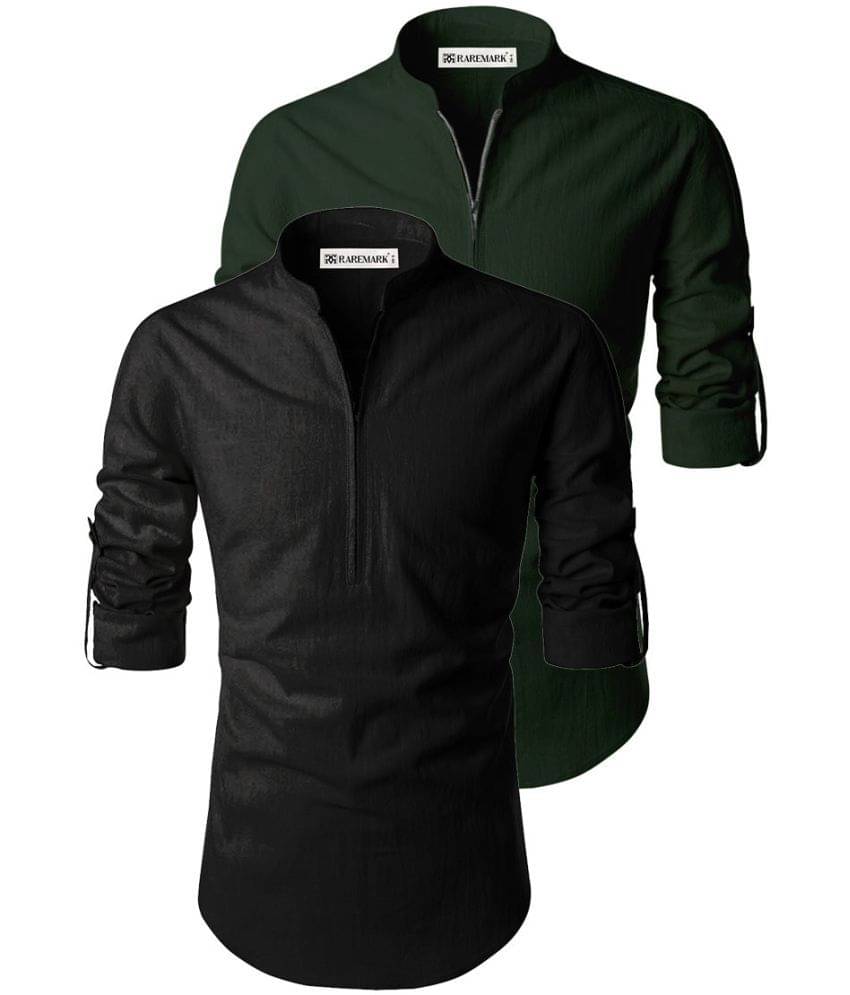 RAREMARK Green Cotton Men's Regular Kurta ( Pack of 2 ) RAREMARK Green Cotton Men's Regular Kurta ( Pack of 2 )
