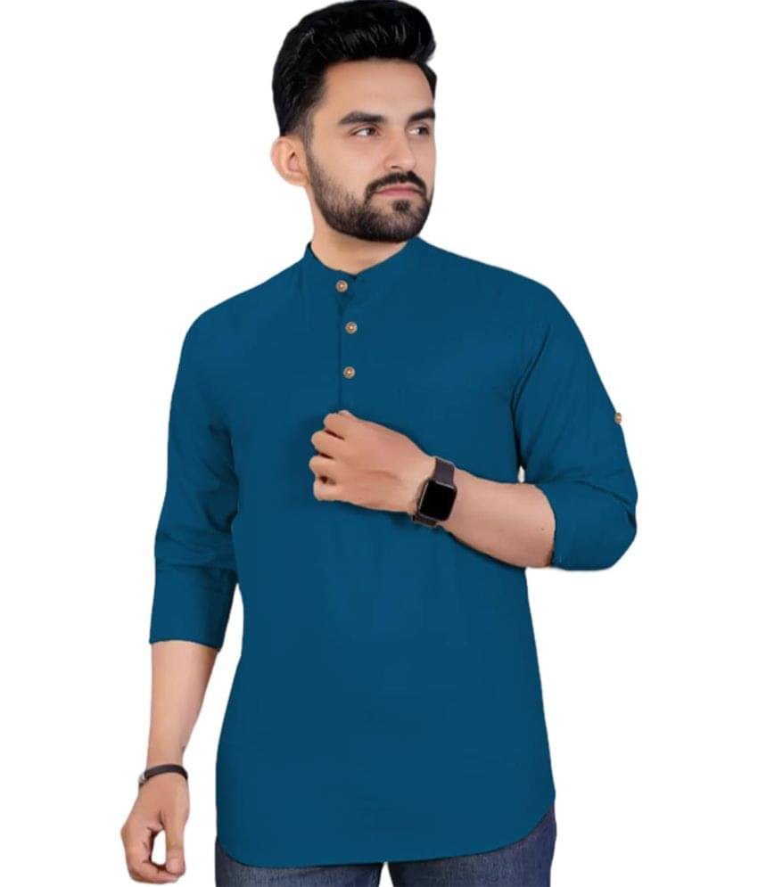     			RAREMARK Indigo Cotton Men's Shirt Style Kurta ( Pack of 1 )