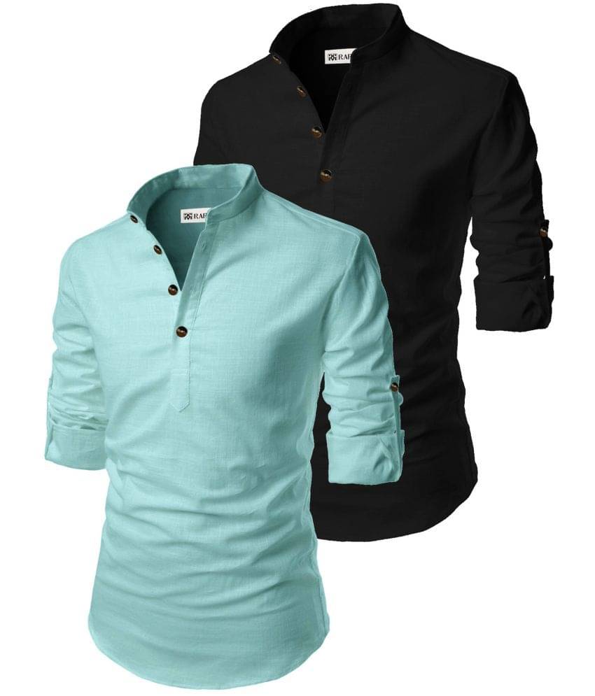 RAREMARK Light Green Cotton Men's Regular Kurta ( Pack of 2 ) RAREMARK Light Green Cotton Men's Regular Kurta ( Pack of 2 )