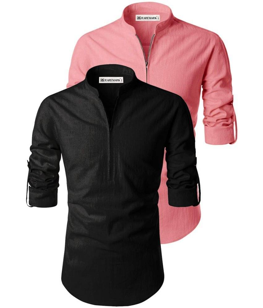 RAREMARK Peach Cotton Men's Regular Kurta ( Pack of 2 ) RAREMARK Peach Cotton Men's Regular Kurta ( Pack of 2 )