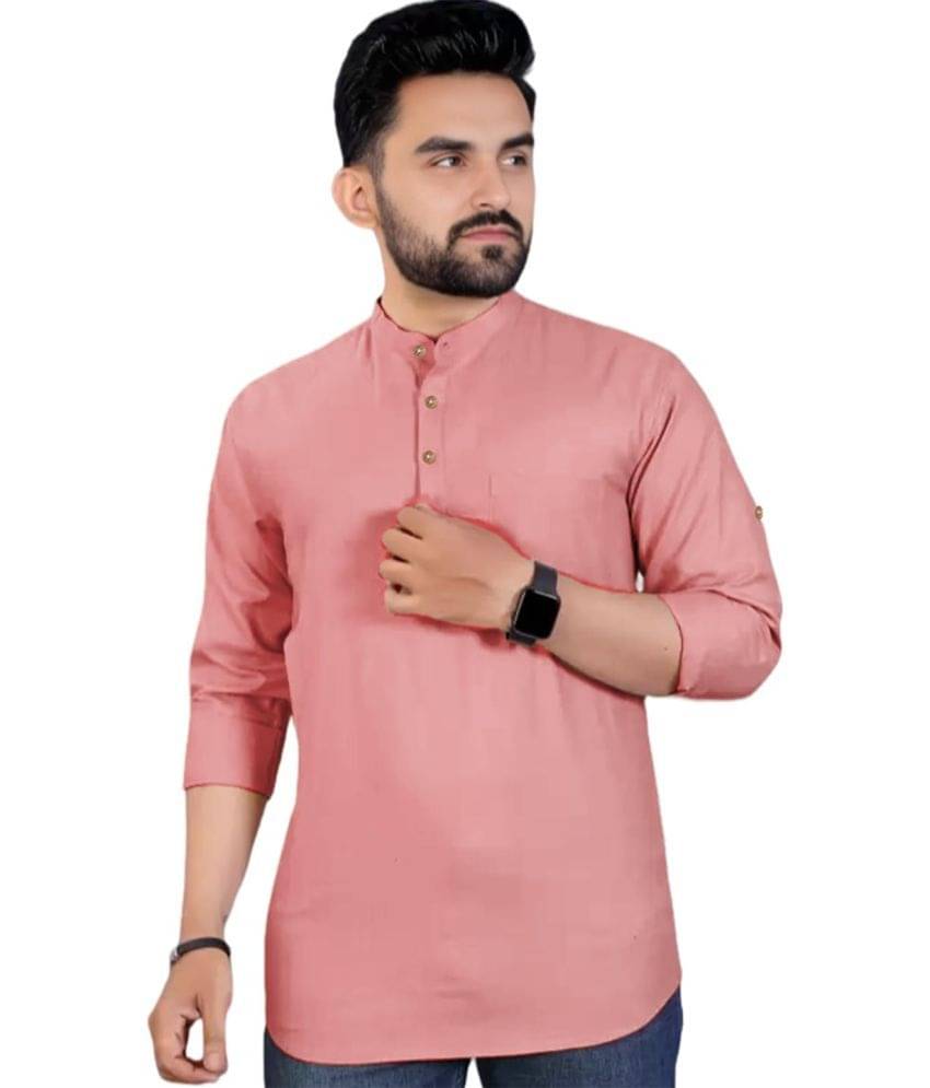 RAREMARK Peach Cotton Men's Shirt Style Kurta ( Pack of 1 ) RAREMARK Peach Cotton Men's Shirt Style Kurta ( Pack of 1 )