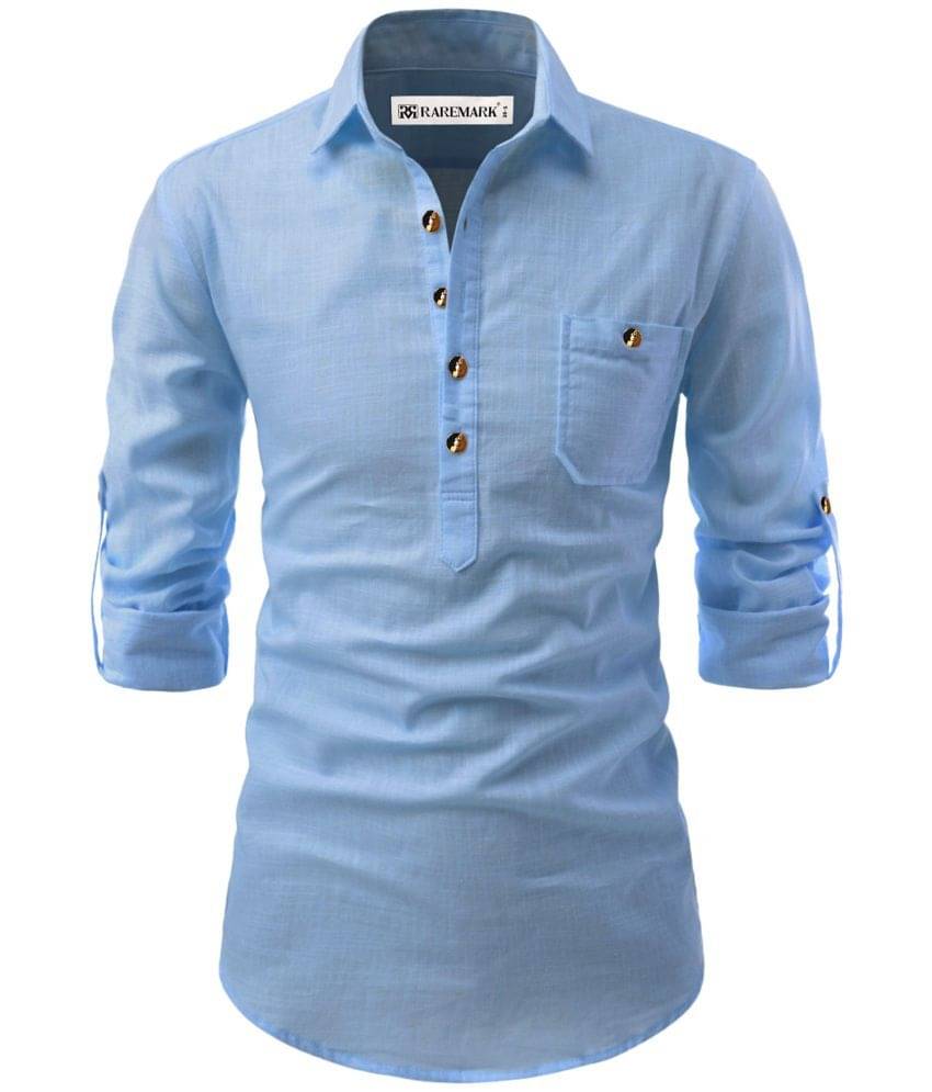 RAREMARK Silver Cotton Men's Regular Kurta ( Pack of 1 )     			RAREMARK Silver Cotton Men's Regular Kurta ( Pack of 1 )