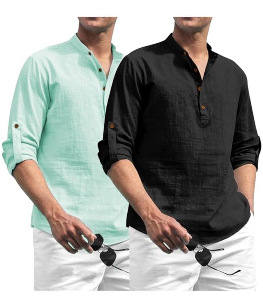     			RAREMARK Silver Cotton Men's Shirt Style Kurta ( Pack of 2 )