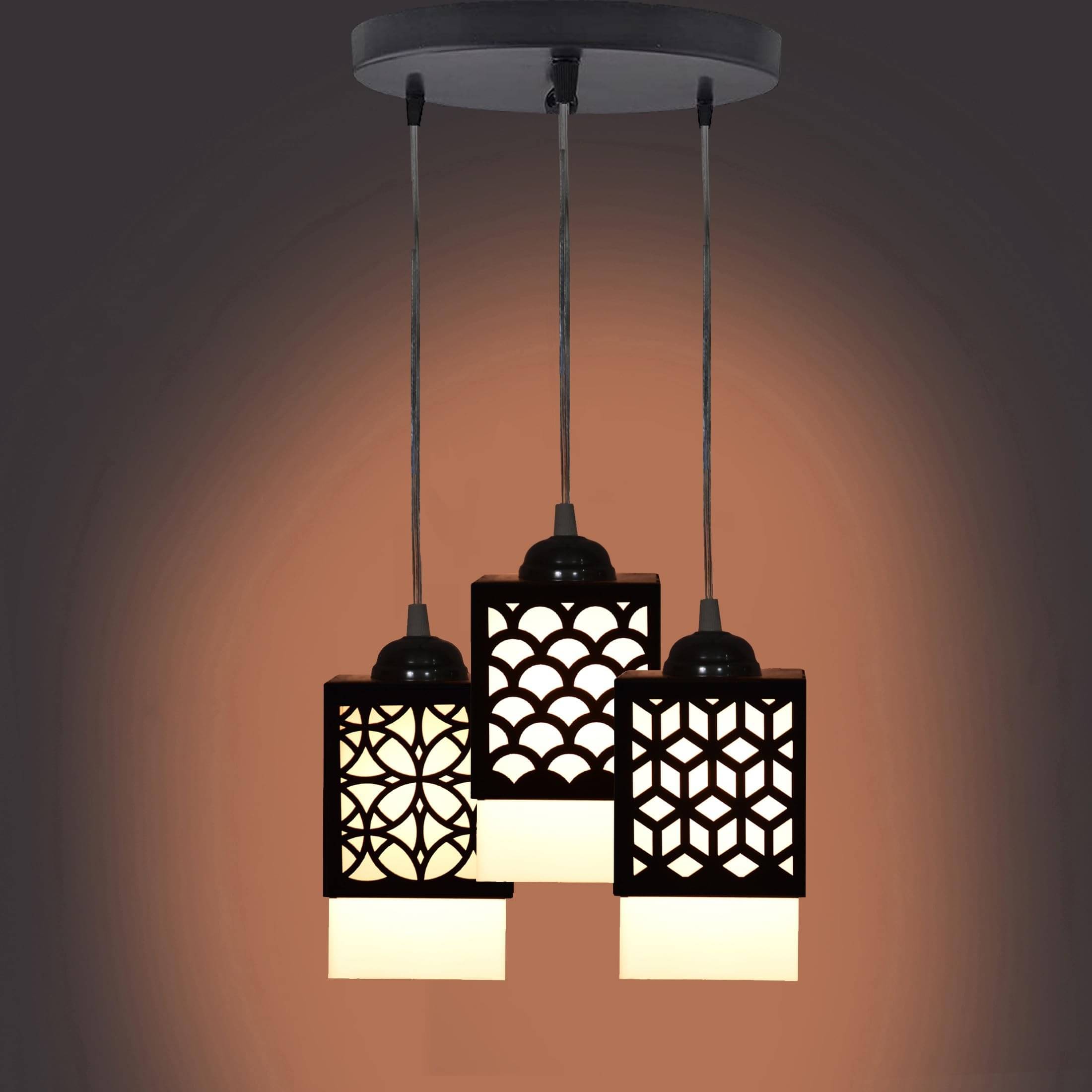     			AFAST Wood Black Hanging Lights - Pack of 1