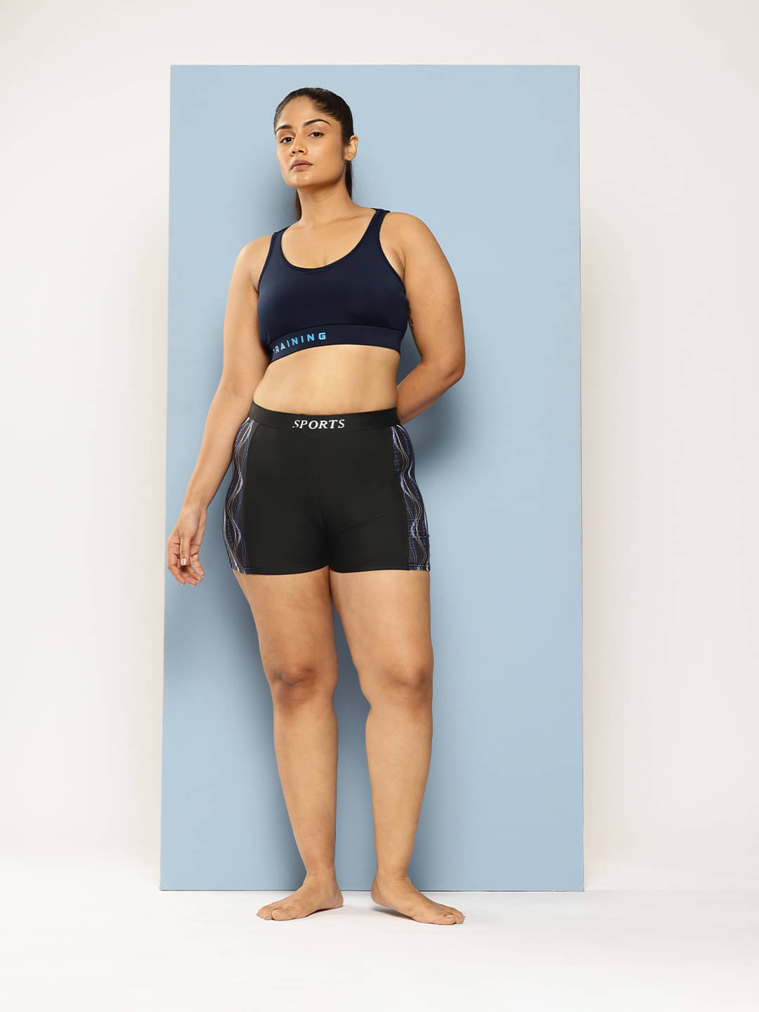     			Aarika Black Nylon Printed Shorts - Single