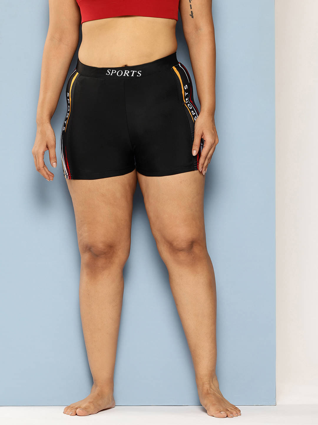     			Aarika Black Nylon Printed Shorts - Single