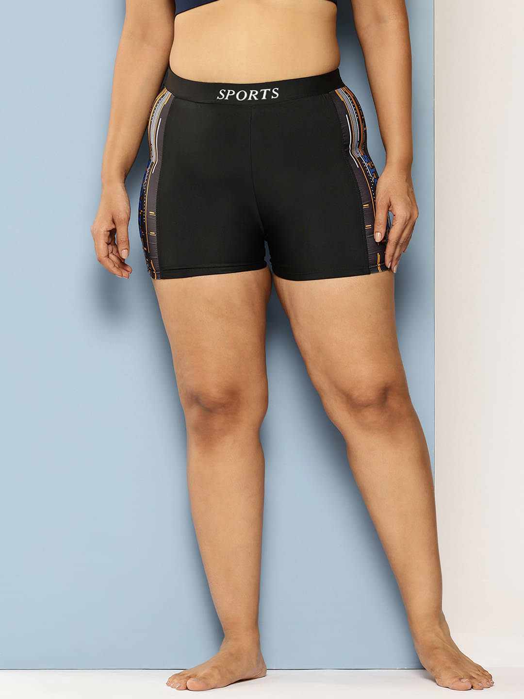     			Aarika Black Nylon Printed Shorts - Single