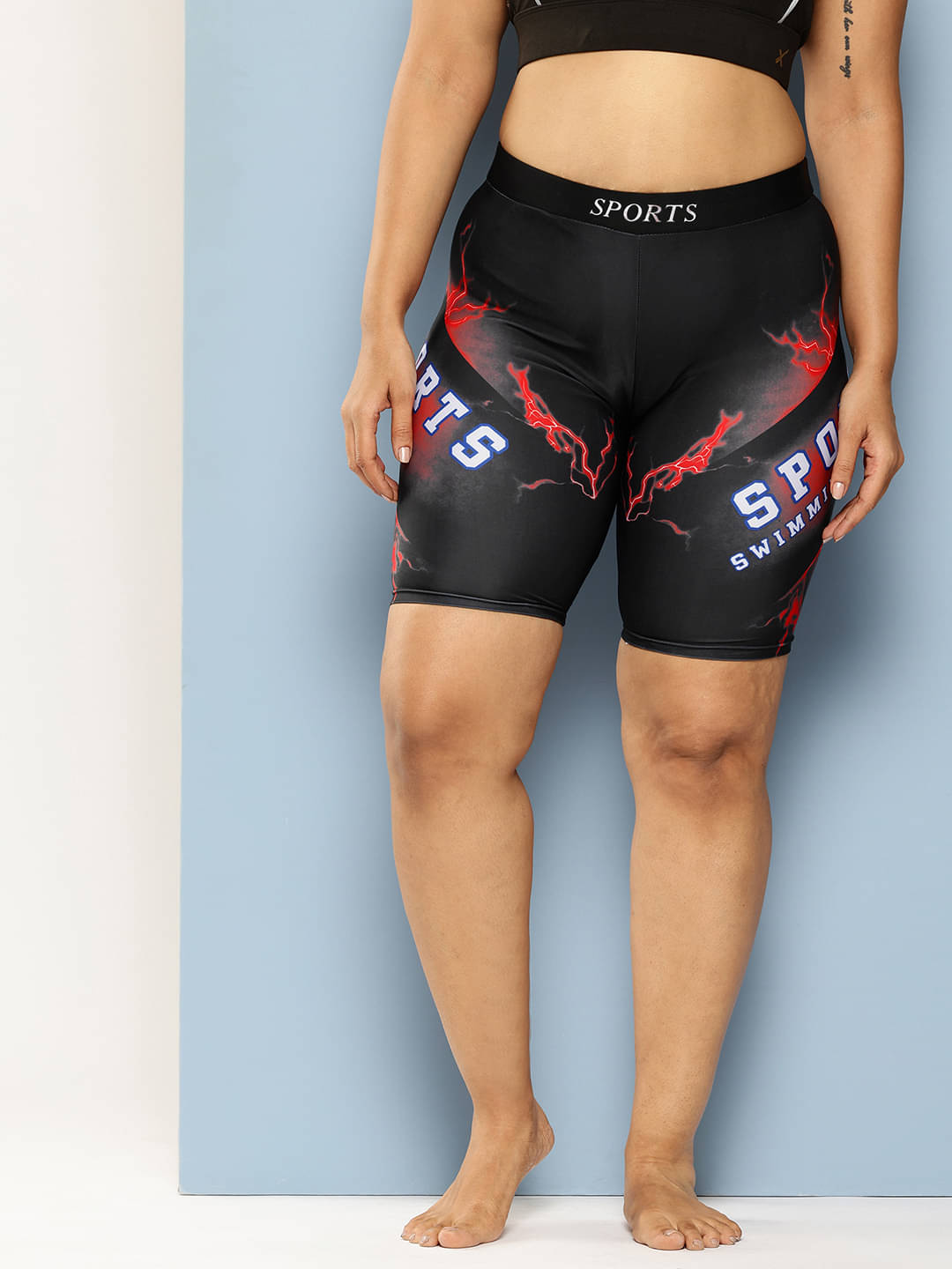     			Aarika Red Nylon Printed Shorts - Single