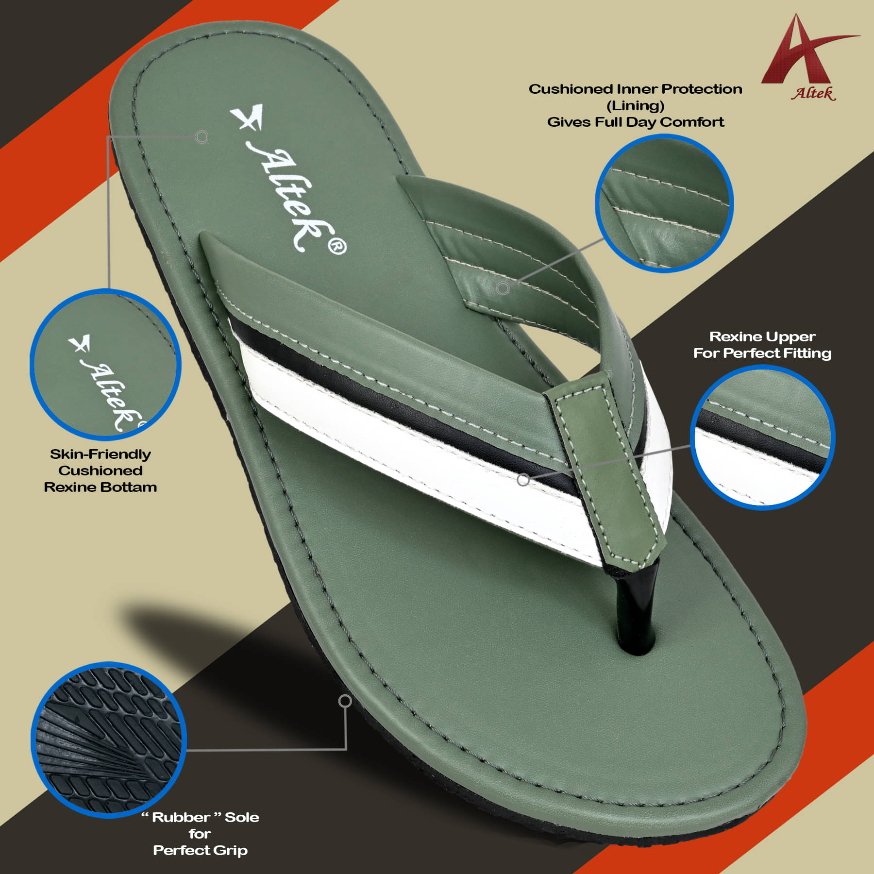     			Altek Green Men's Daily Slipper
