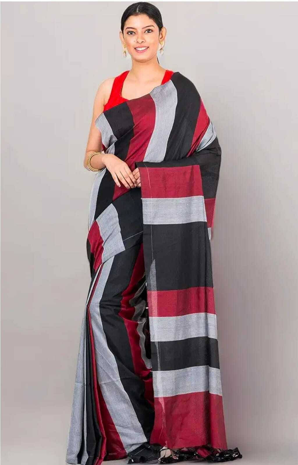     			BRYNBRIT Cotton Blend Embellished Saree With Unstitched Blouse Piece ( Multicolor )