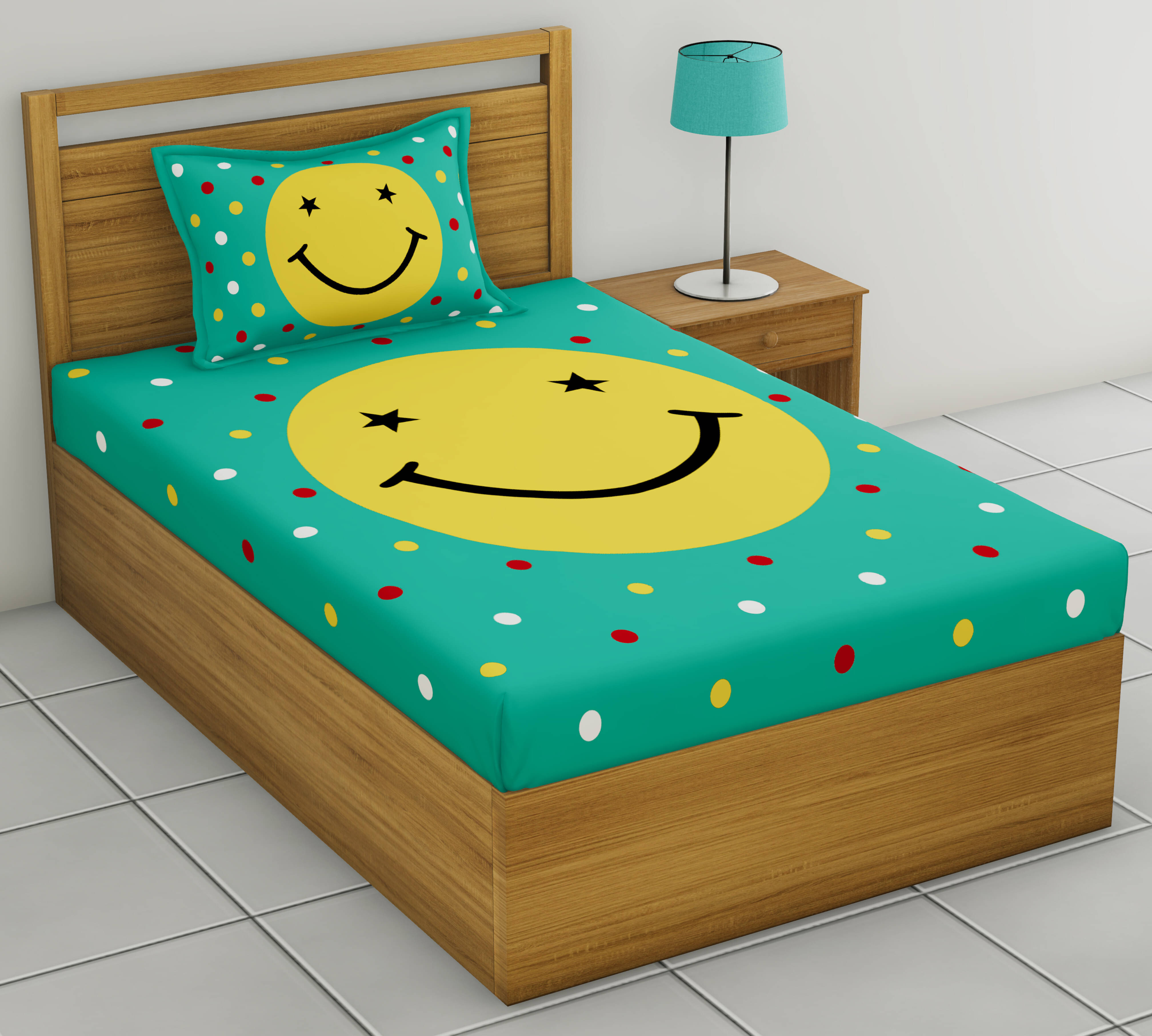     			Cosito Cotton 1 Single Bedsheet with 2 Pillow Covers ( Green )