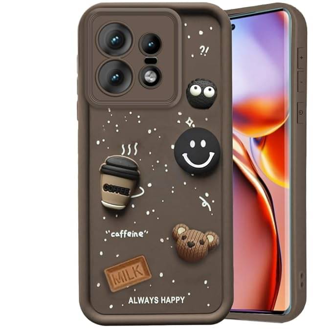     			Doyen Creations Brown Printed Back Cover Rubber Compatible For Moto Edge 50 pro ( Pack of 1 )