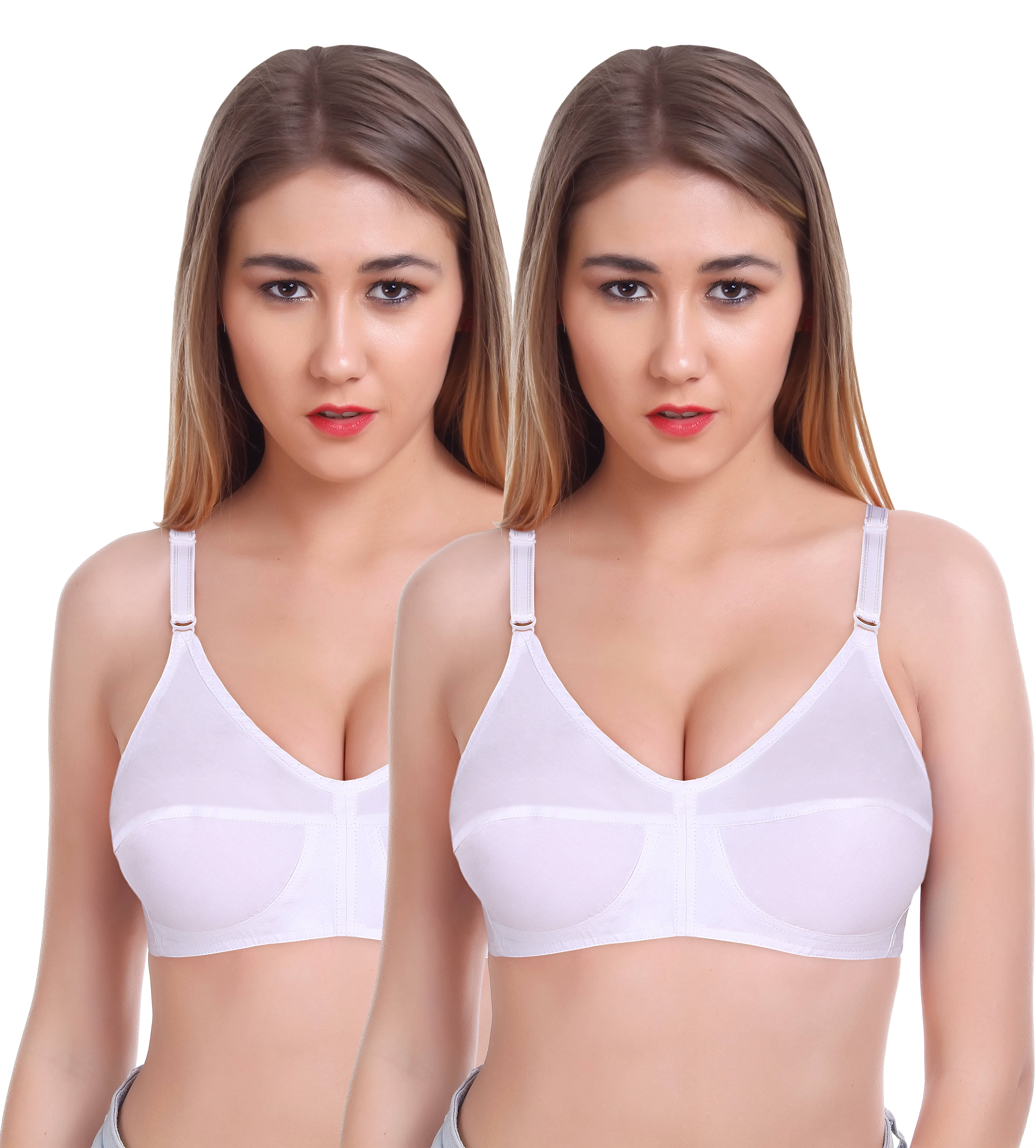 Featherline Pack of 2 Cotton Non Padded Everyday Bra For Women ( White )     			Featherline Pack of 2 Cotton Non Padded Everyday Bra For Women ( White )
