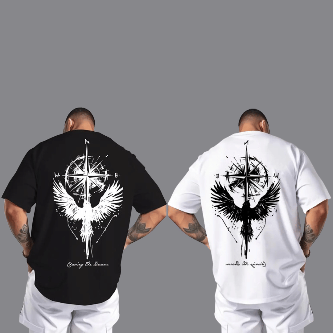 Glito Men Cotton Blend Oversized Fit Printed T-Shirt ( White ) Glito Men Cotton Blend Oversized Fit Printed T-Shirt ( White )