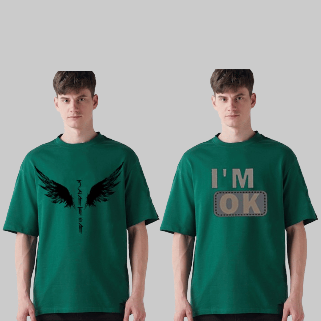     			Glito Men Cotton Blend Oversized Fit Printed T-Shirt ( Green )