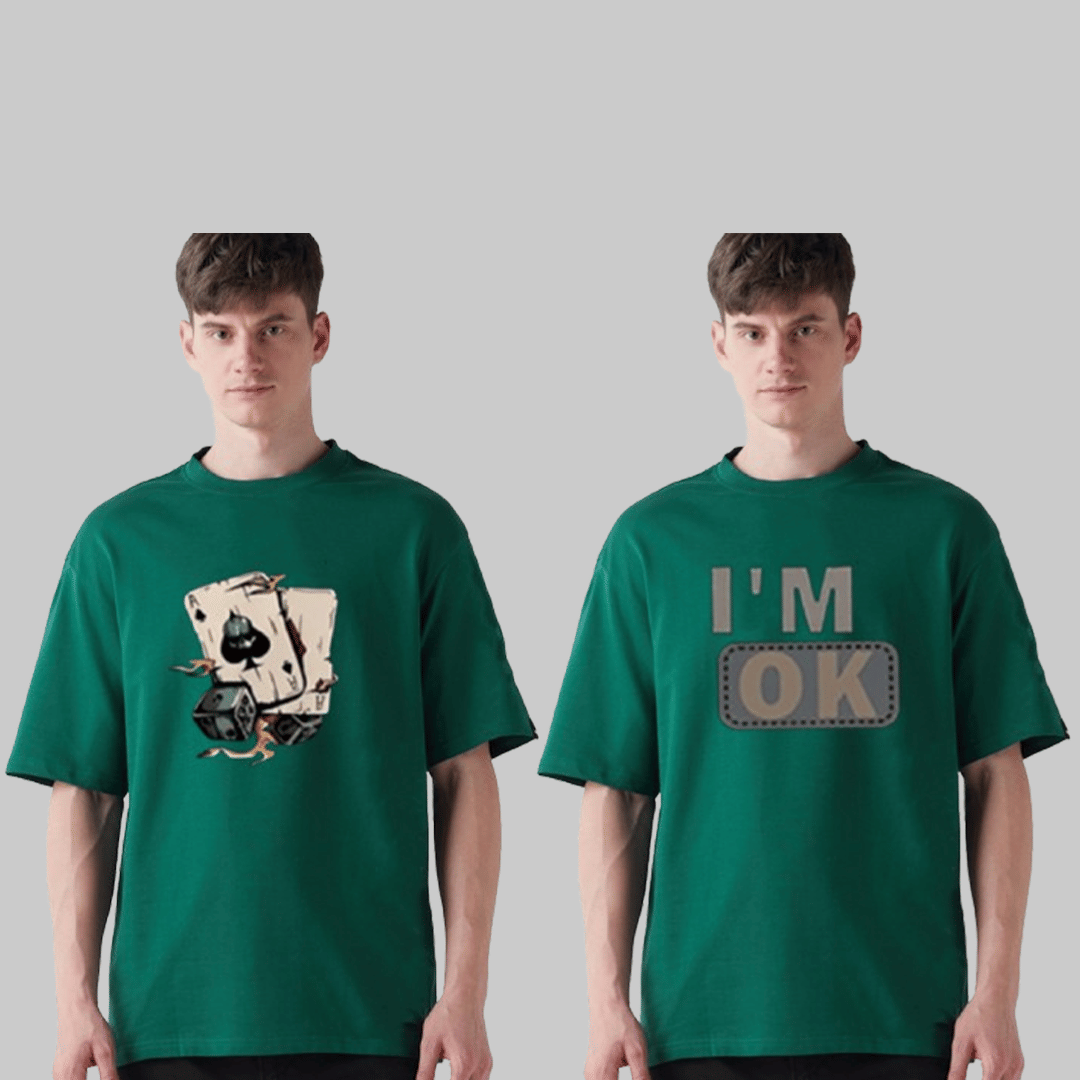 Glito Men Cotton Blend Oversized Fit Printed T-Shirt ( Green ) Glito Men Cotton Blend Oversized Fit Printed T-Shirt ( Green )