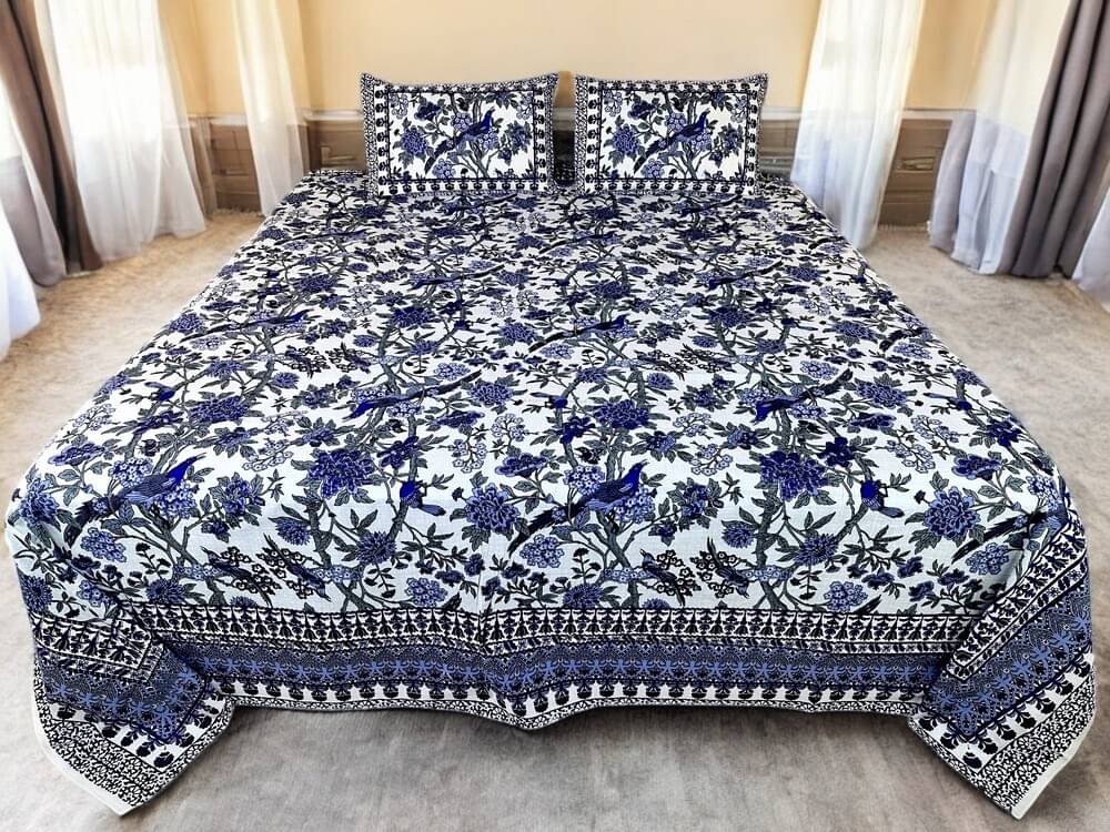 HomeSpire Cotton 1 Double King Bedsheet with 2 Pillow Covers ( Dark Blue ) HomeSpire Cotton 1 Double King Bedsheet with 2 Pillow Covers ( Dark Blue )