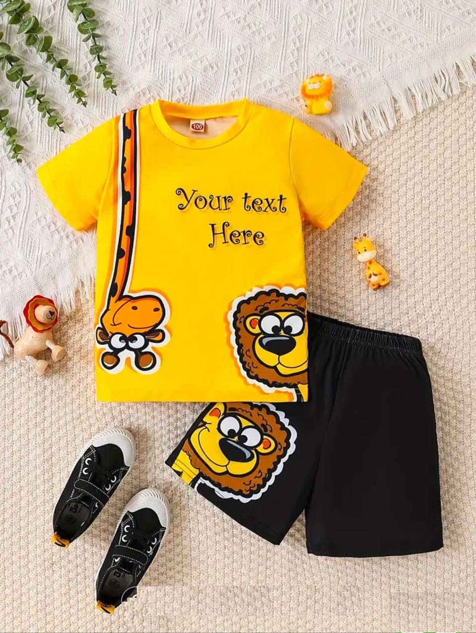     			JENNY GARMENT Pack of 1 Unisex Cotton Blend T-Shirt & Shorts Set ( Gold )