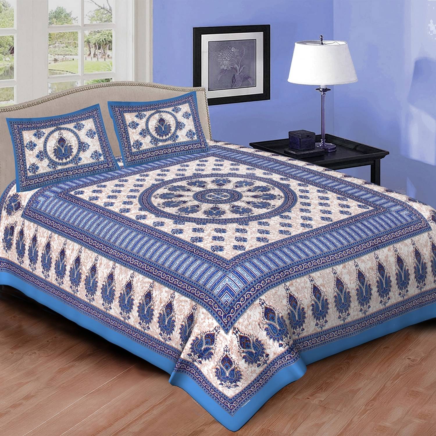 K.D.PRINTS Cotton 1 Double Queen Bedsheet with 2 Pillow Covers ( Multicolor )     			K.D.PRINTS Cotton 1 Double Queen Bedsheet with 2 Pillow Covers ( Multicolor )