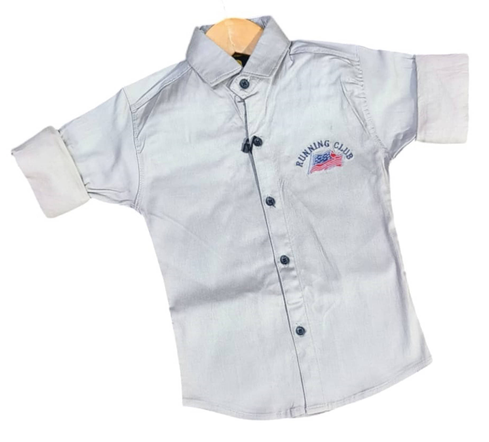 KIDS CLUB Pack of 1 Boys 100% Cotton Full Sleeves Shirt ( Silver ) KIDS CLUB Pack of 1 Boys 100% Cotton Full Sleeves Shirt ( Silver )