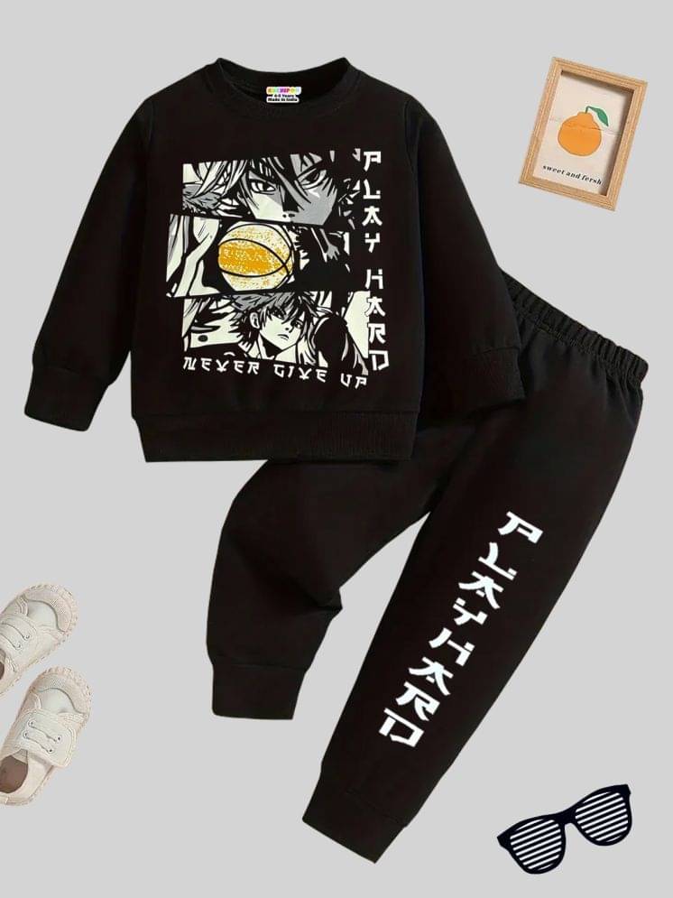 Kuchipoo Pack of 1 Boys Cotton Blend Sweatshirt & Trackpant Set ( Black ) Kuchipoo Pack of 1 Boys Cotton Blend Sweatshirt & Trackpant Set ( Black )