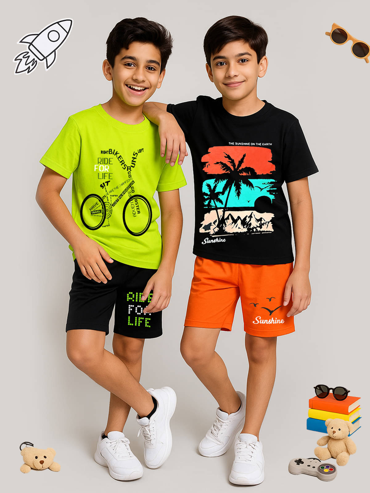     			Kuchipoo Pack of 2 Boys Cotton Blend T-Shirt & Shorts Set ( Multicolor 15 )