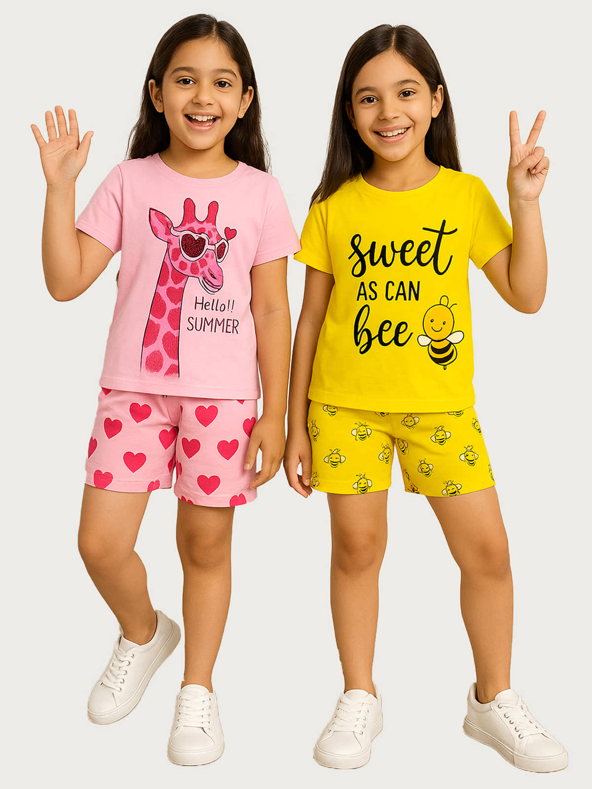 Kuchipoo Pack of 2 Girls Cotton Blend T-shirt & Shorts ( Multicolor 12 )