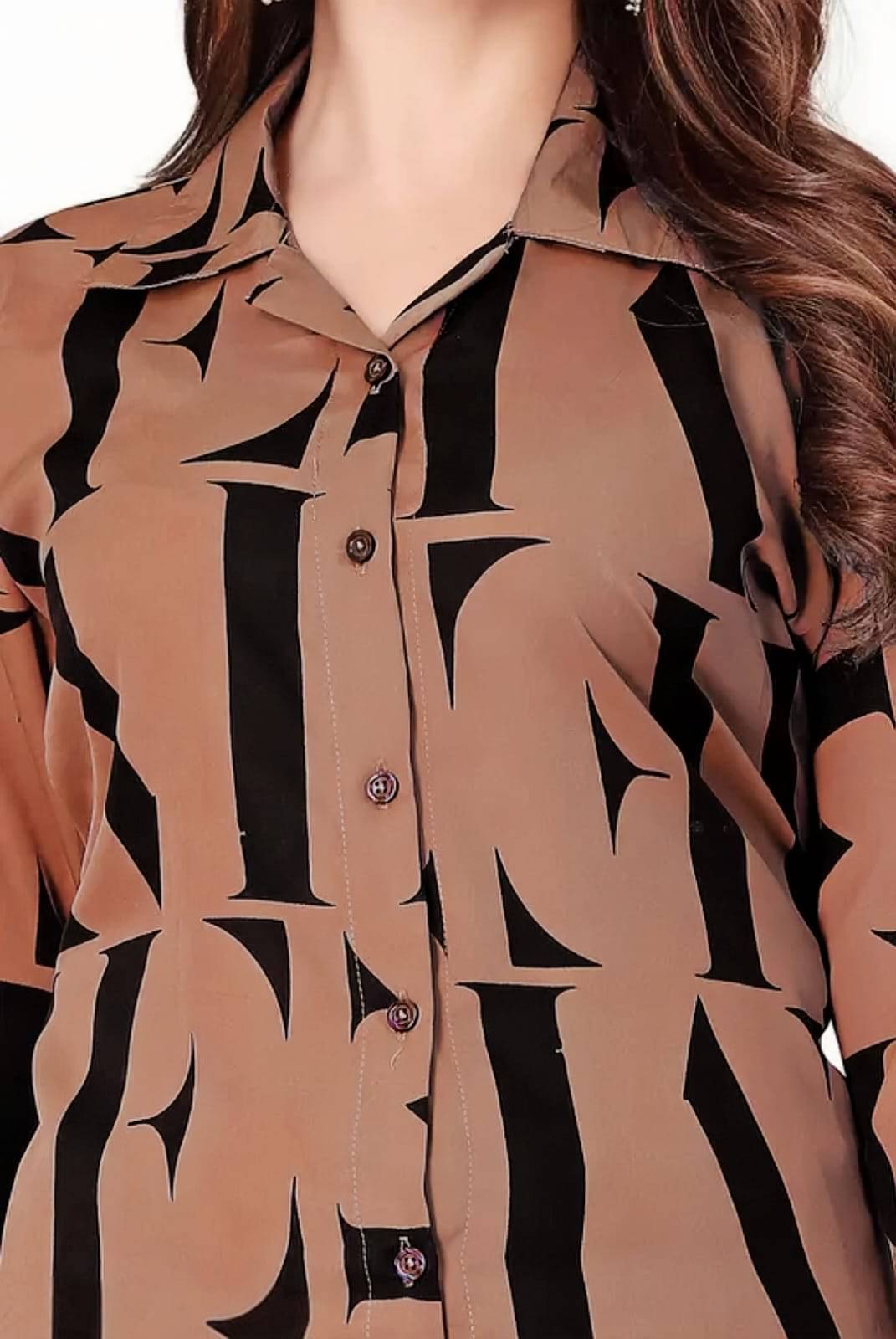     			LOTUS_CREATION Women Printed Shirt With Palazzos Co-Ord Set ( Coffee )