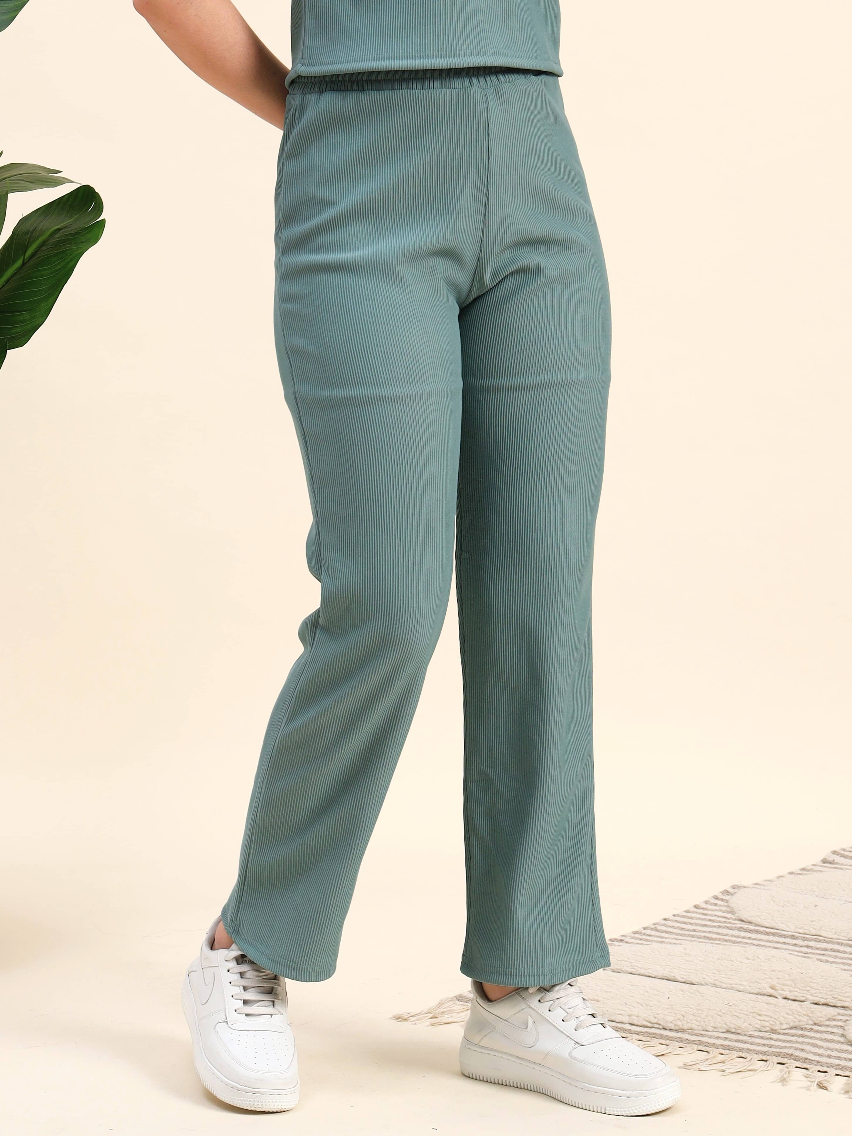     			Leewan Pack of 1 Polyester Straight Women's Casual Pants ( Mint Green )