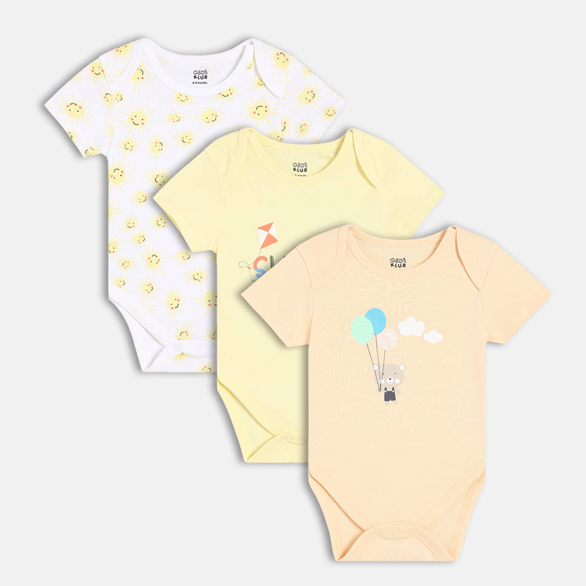 MINI KLUB Pack of 3 Baby Boys Cotton Bodysuit ( Multicolor )     			MINI KLUB Pack of 3 Baby Boys Cotton Bodysuit ( Multicolor )