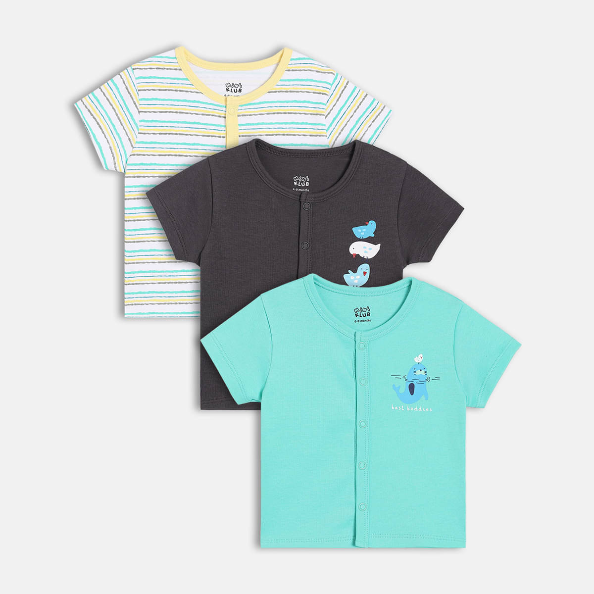     			MINI KLUB Pack of 3 Baby Boys Cotton Vest ( Multi )