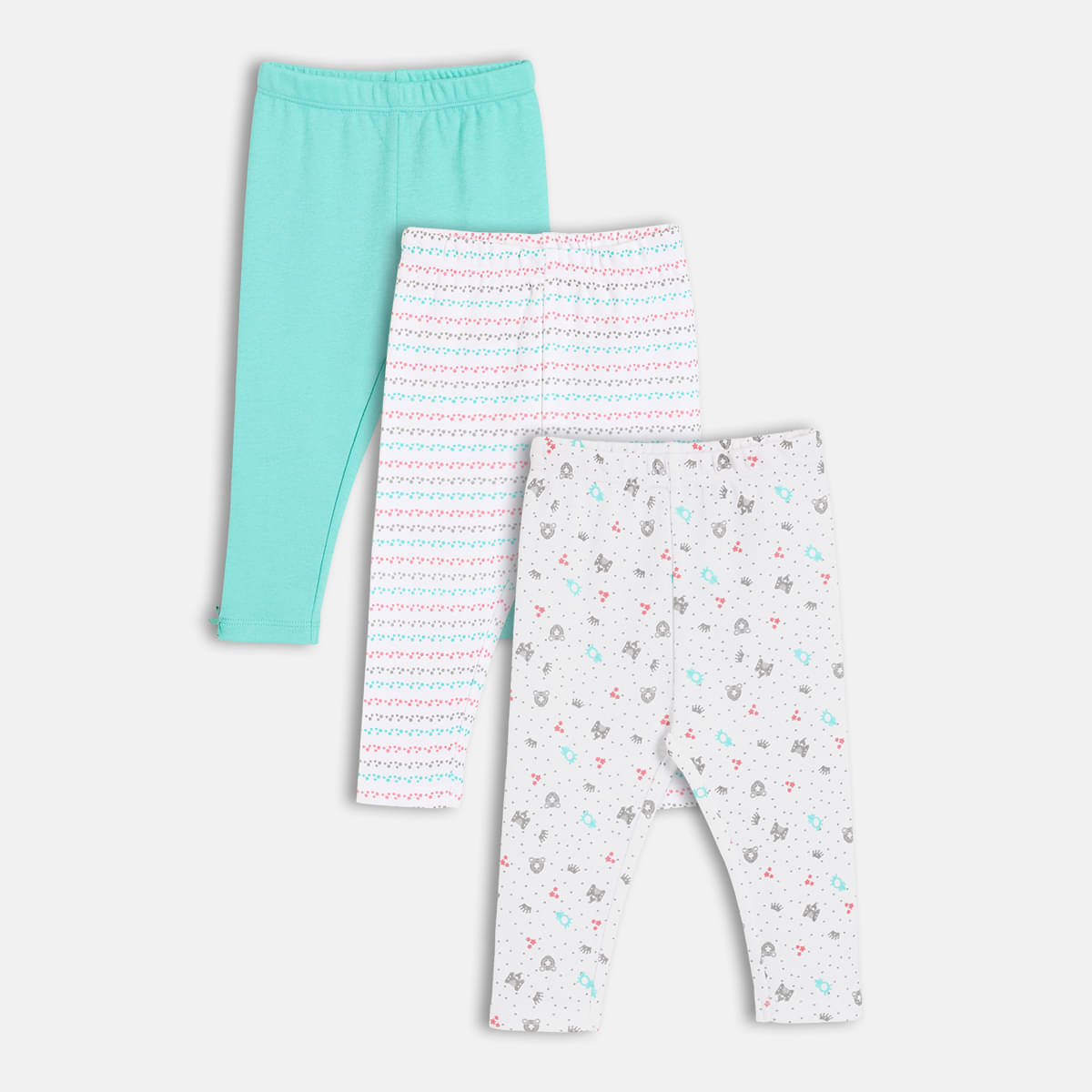     			MINI KLUB Pack of 3 Baby Girls Cotton Legging ( Multicolor )