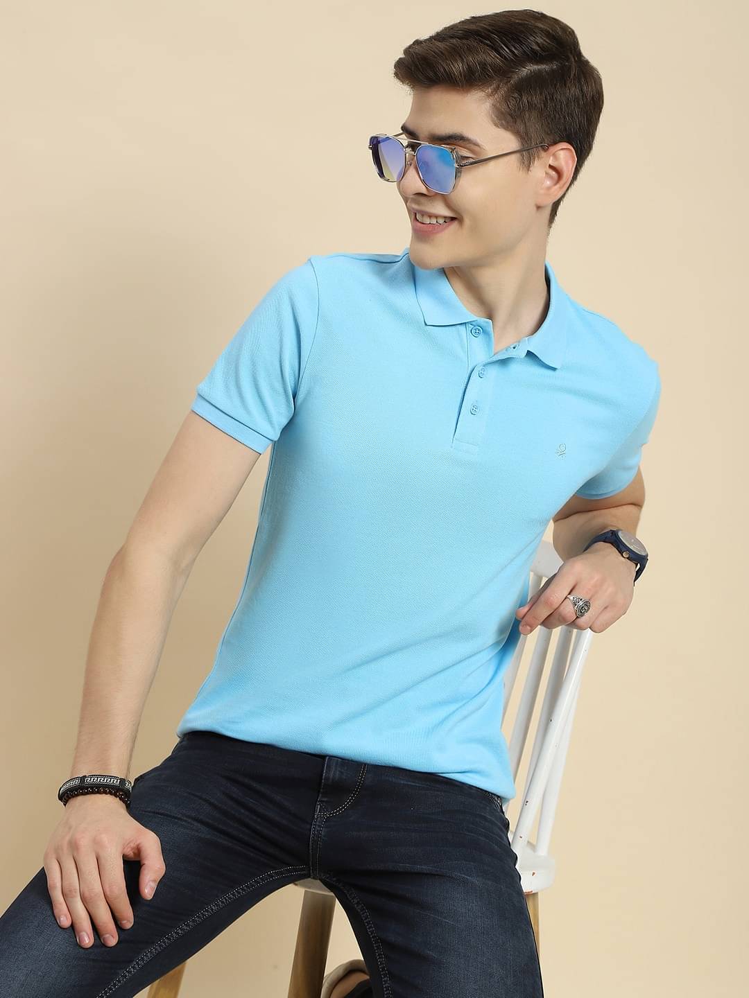 Nios Fashion Men Cotton Blend Regular Fit Solid Polo T Shirt ( Sky Blue ) Nios Fashion Men Cotton Blend Regular Fit Solid Polo T Shirt ( Sky Blue )