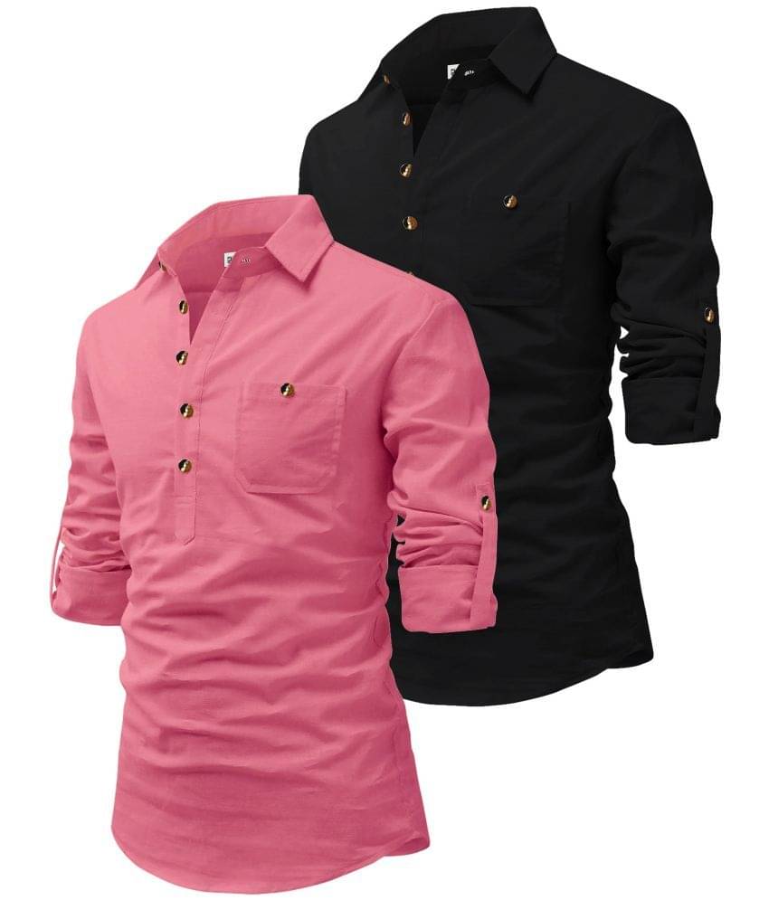     			RAREMARK Peach Cotton Men's Regular Kurta ( Pack of 2 )