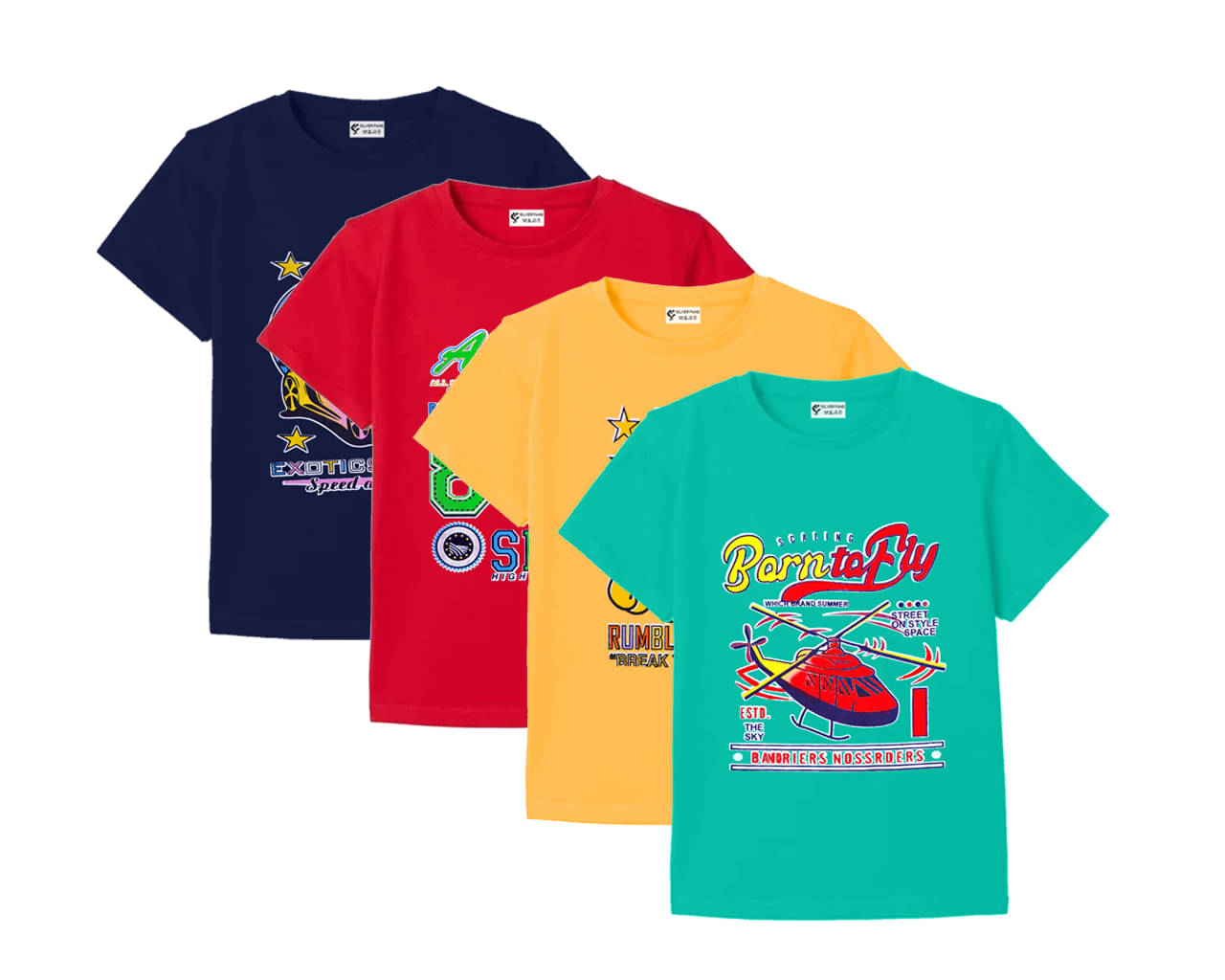     			SILVER FANG Pack of 4 Boys Cotton Blend T-Shirt ( Multicolor )