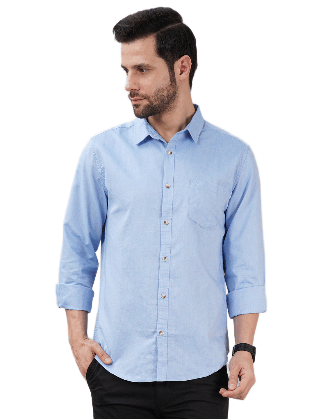     			Sand Dunes 100% Cotton Slim Fit Self Design Full Sleeves Men's Casual Shirt - Blue ( Pack of 1 )