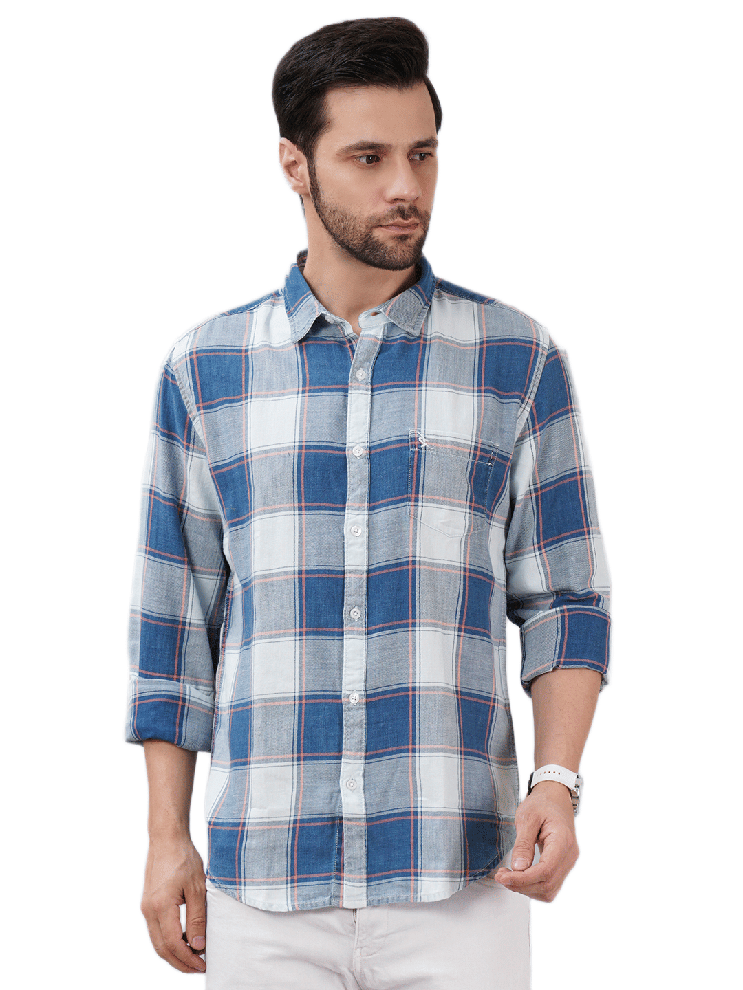     			Sand Dunes 100% Cotton Slim Fit Checks Full Sleeves Men's Casual Shirt - Blue ( Pack of 1 )