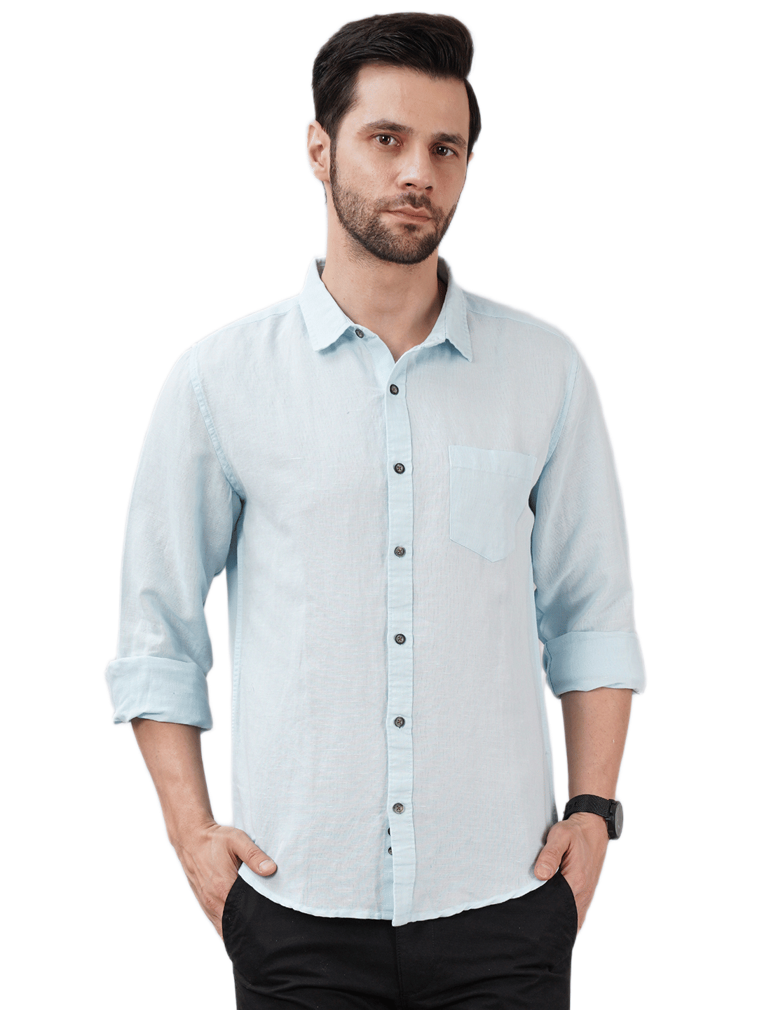     			Sand Dunes 100% Cotton Slim Fit Self Design Full Sleeves Men's Casual Shirt - Light Blue ( Pack of 1 )
